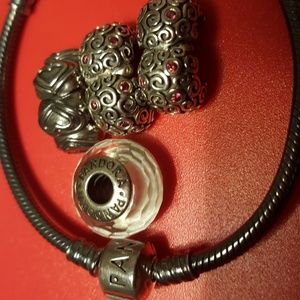 Pandora bracelet with 4 charms